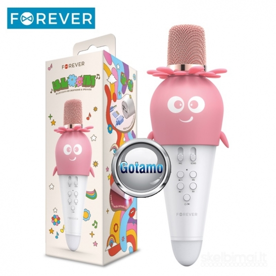 1217 Bluetooth mikrofonas su garsiakalbiu Forever AMS-200 rožinis