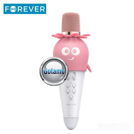 1217 Bluetooth mikrofonas su garsiakalbiu Forever AMS-200 rožinis
