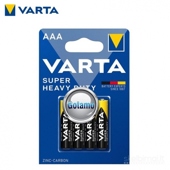 1227 AAA LR03 4vnt Varta Super Heavy Duty baterijos elementai