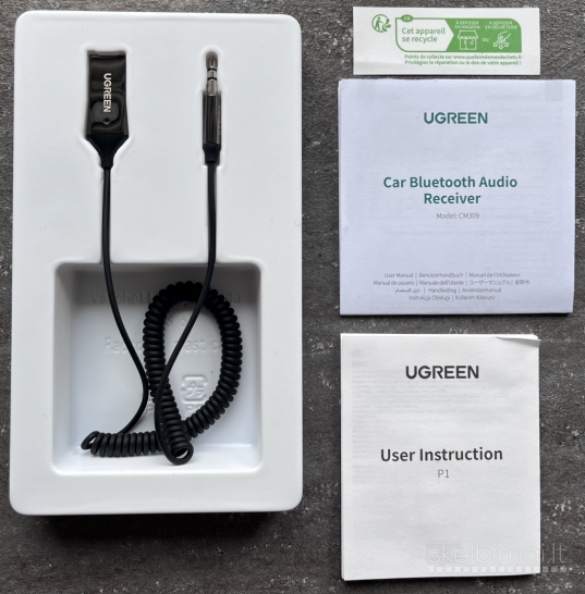 Ugreen“ „bluetooth“ automobilio imtuvas su Aux mik
