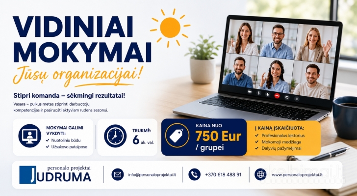 VIDINIAI MOKYMAI JŪSŲ ORGANIZACIJAI – SPECIALUS VASAROS PASIŪLYMAS!