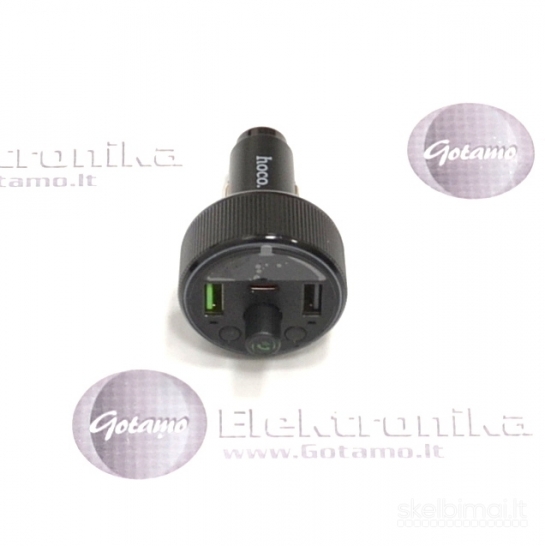 1264 FM moduliatorius Hoco E82 su Type-C 30W ir USB QC 3.0 – iki 68W galia