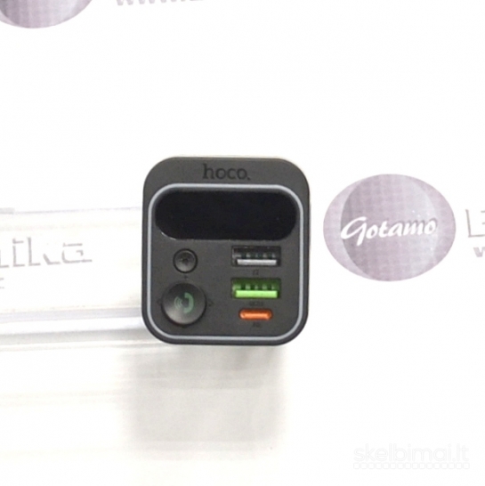 1265 FM moduliatorius Hoco E85 su Type-C 20W lizdu ir USB QC 3.0 lizdu