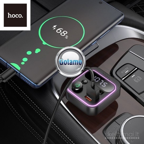 1265 FM moduliatorius Hoco E85 su Type-C 20W lizdu ir USB QC 3.0 lizdu
