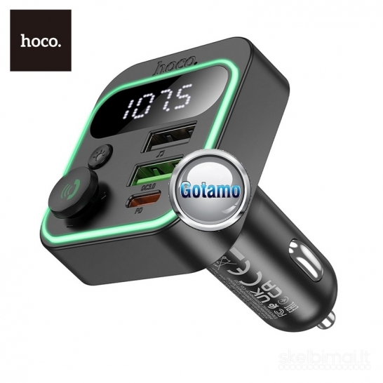 1265 FM moduliatorius Hoco E85 su Type-C 20W lizdu ir USB QC 3.0 lizdu