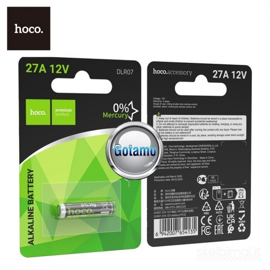 1267 27A 1vnt Hoco baterija elementas WWW.GOTAMO.LT