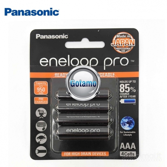 1268 AAA LR03 4vnt Panasonic Eneloop Pro įkraunamos baterijos elementai