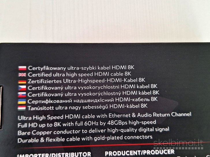HDMI 2.1 kabelis 5 m 8K 60Hz 48Gbps eARC