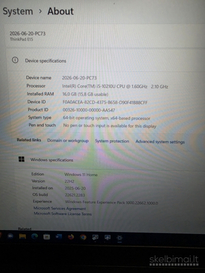 Lenovo ThinkPad E15. i5- 10210U. 16/256 gb.