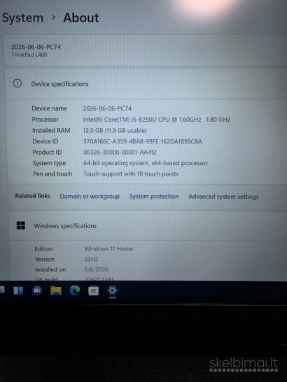 Lenovo ThinkPad L480. i5-8250U. Touch.