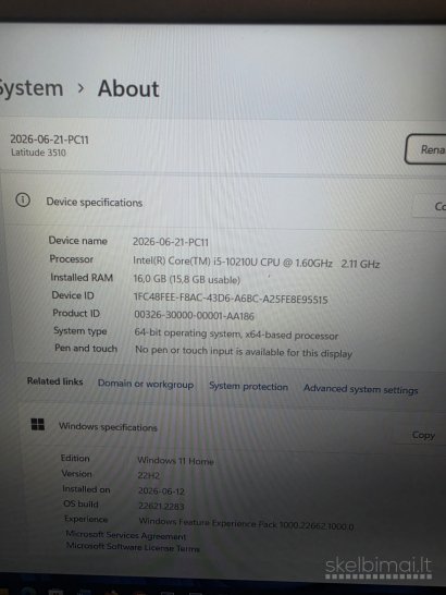 Dell Latitude 3510. i5-10210U. 16 gb/ 256 gb.
