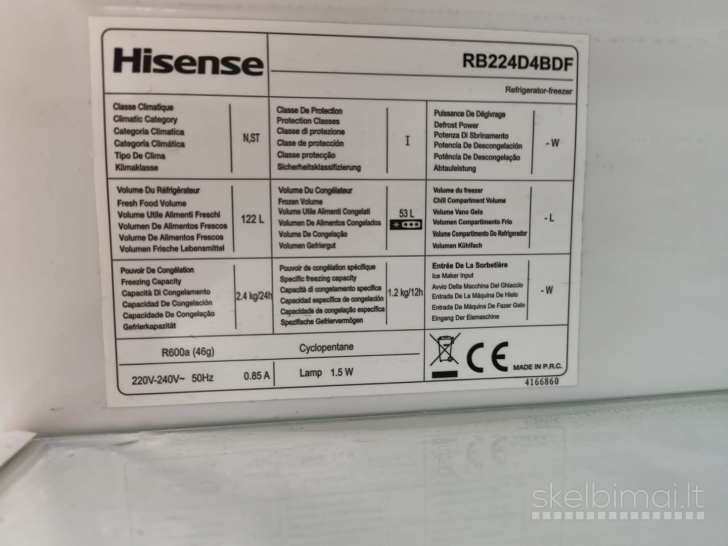 Šaldytuvas-šaldiklis Hisense RB224D4BDF