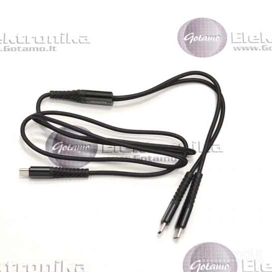 1289 Type-C į 2x Type-C laidas 1 metras 60W Hoco WWW.GOTAMO.LT