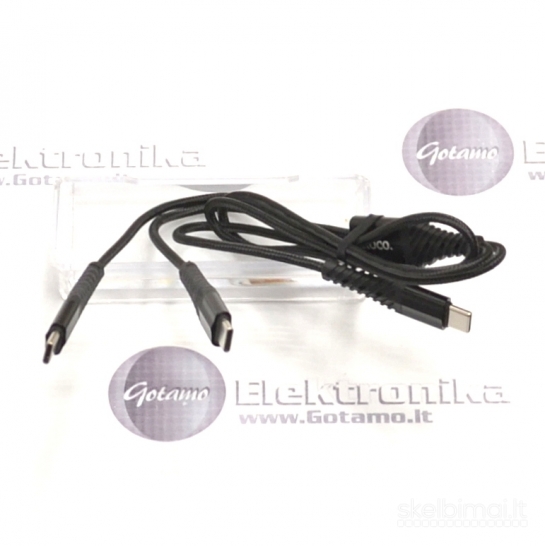 1289 Type-C į 2x Type-C laidas 1 metras 60W Hoco WWW.GOTAMO.LT