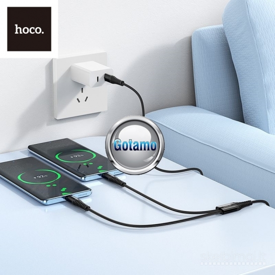 1289 Type-C į 2x Type-C laidas 1 metras 60W Hoco WWW.GOTAMO.LT