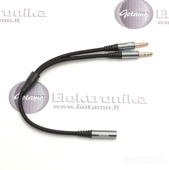 1293 AUX 3.5mm lizdas į 2X AUX 3.5mm ausinių ir mikrofono skirstytuvas Hoco