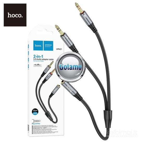 1293 AUX 3.5mm lizdas į 2X AUX 3.5mm ausinių ir mikrofono skirstytuvas Hoco