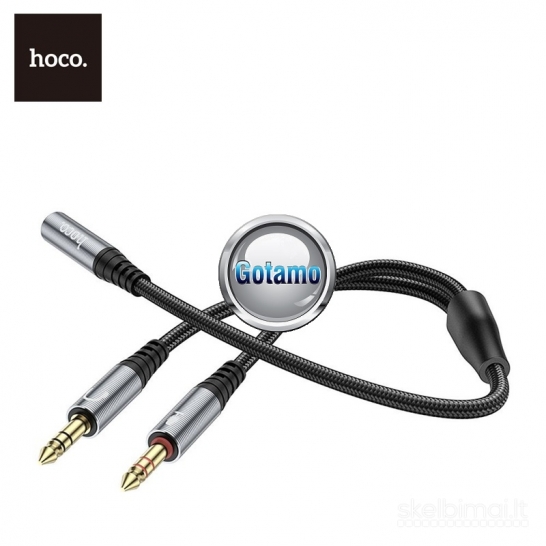 1293 AUX 3.5mm lizdas į 2X AUX 3.5mm ausinių ir mikrofono skirstytuvas Hoco