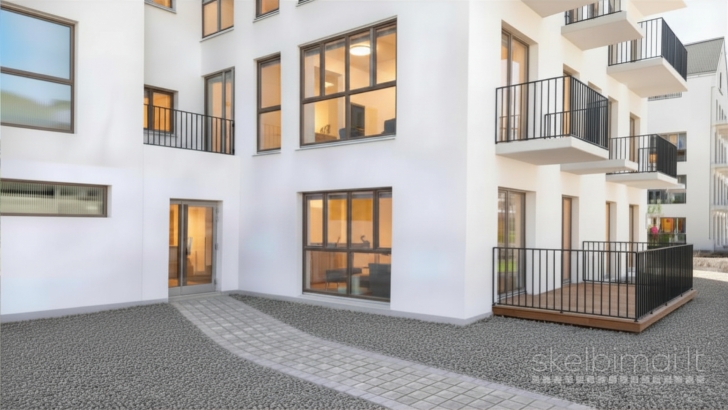 2 kambarių butas su terasa, parkavimo vieta (elektromobilio krov.)
