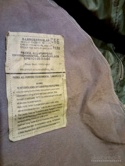 Originali JAV oro pajėgų (USAF) ABU APECS „Tiger Stripe“ Gore-Tex striukė XL