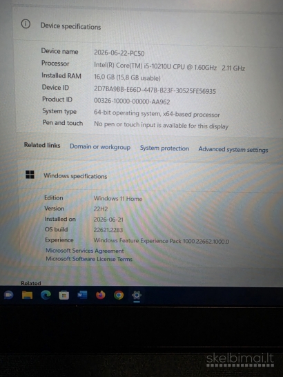 Lenovo ThinkPad T15. i5- 10210U. 16/500 gb.