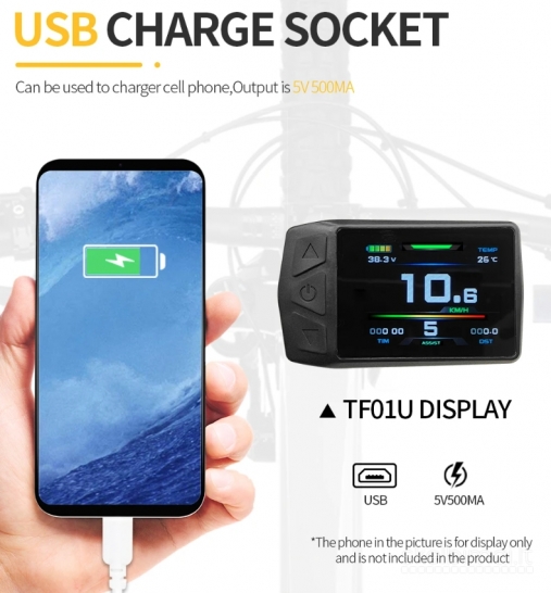 Naujas Spalvotas KT-TF01U Ekranas El. Dviračiui (Su USB)