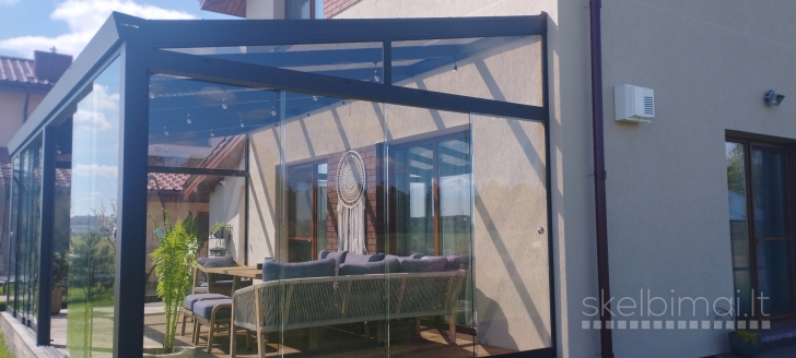 Aliuminio Stoginės. Verandų Stiklinimas Stogeliai