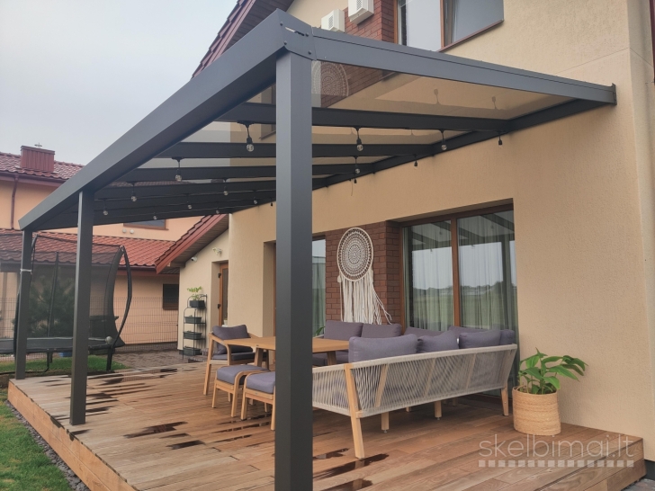 Aliuminio stoginės,Verandų stiklinimas,Stogeliai