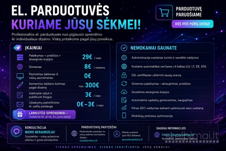 Elektronines parduotuves - priežiūra, palaikymas, paruošimas