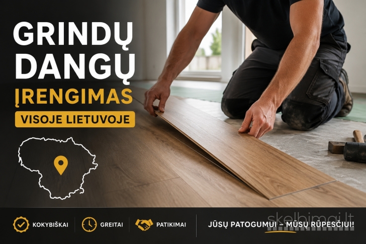 Grindų dangų įrengimas visoje Lietuvoje