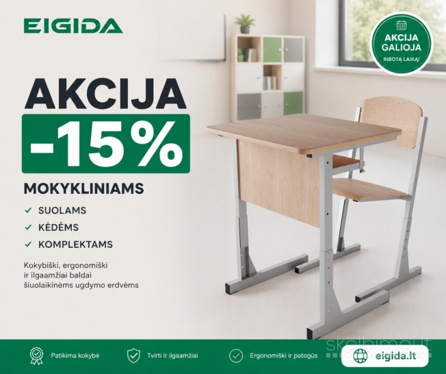Mokykliniai suolai, kėdės, komplektai AKCIJA