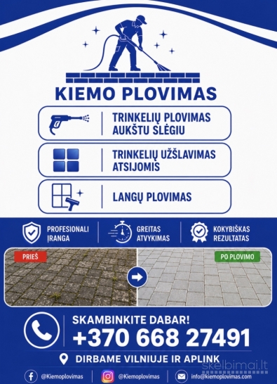 Trinkelių plovimas aukštu slėgiu