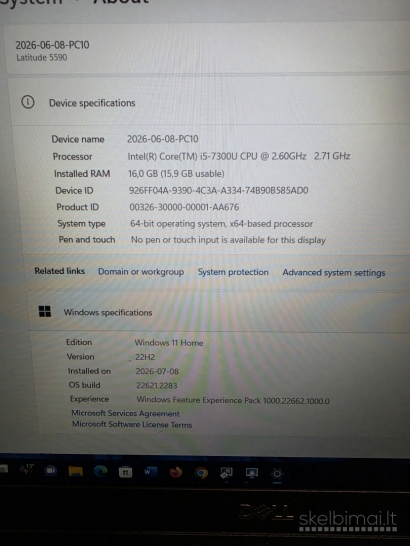 Dell Latitude 5590. i5-7300U. 16 gb/ 256 gb.