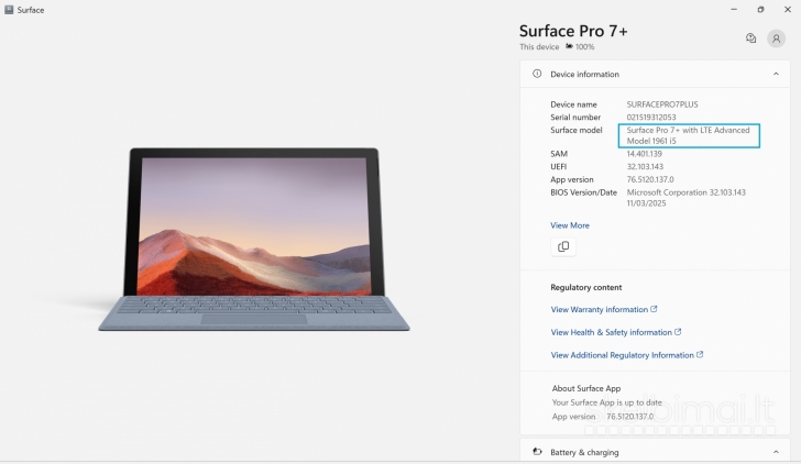 Microsoft Surface Pro 7+ (Plus) eSIM LTE / i5 1135G7 / 16GB / 256GB