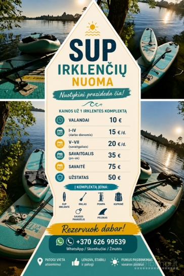 Nuomuojamos irklentės!