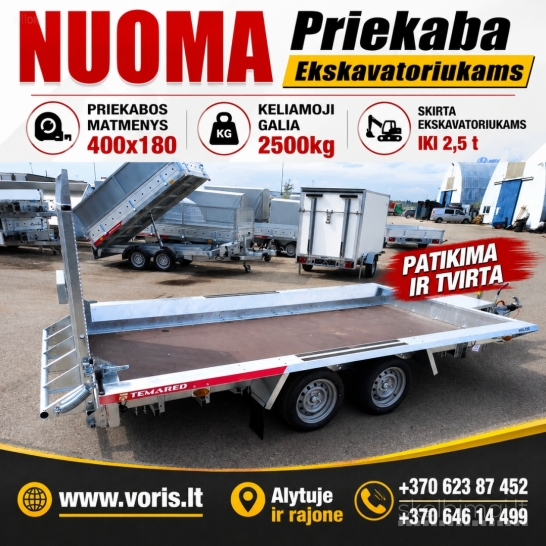 PRIEKABŲ NUOMA EKSKAVATORIUKAMS VEŽTI