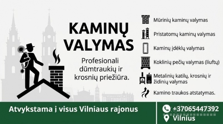 Kaminų valymas Vilnius ir Vilniaus raj.