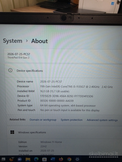 Lenovo ThinkPad E14 Gen 2. i5- 1135G7. 16/256 gb.