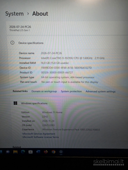 Lenovo ThinkPad L15 Gen1. i5- 10210U. 16/256 gb.