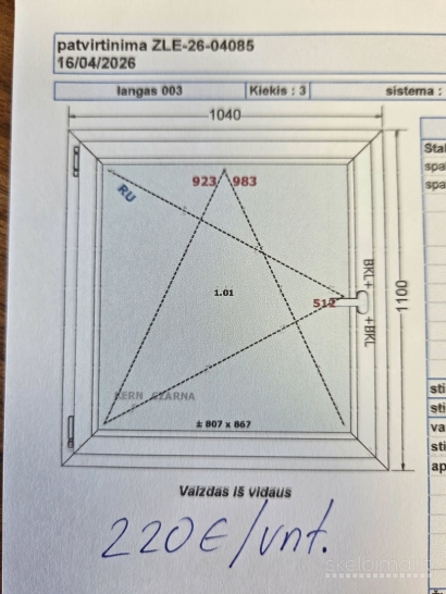 Parduodami nauji langai už savikaina