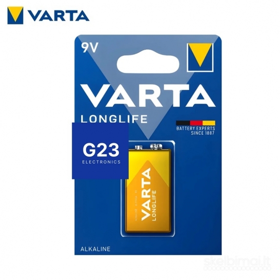 1306 6LR61 9V krona 1vnt Varta LongLife baterija elementas WWW.G23.LT