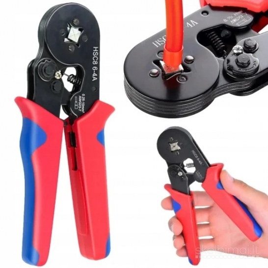Laidų antgalių užspaudimo replės 0,25–10 mm²