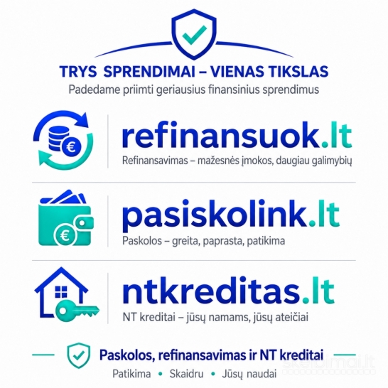 Pas-kolų, refinan-savimo ir NT kre-ditų pasiūlymų palyginimas