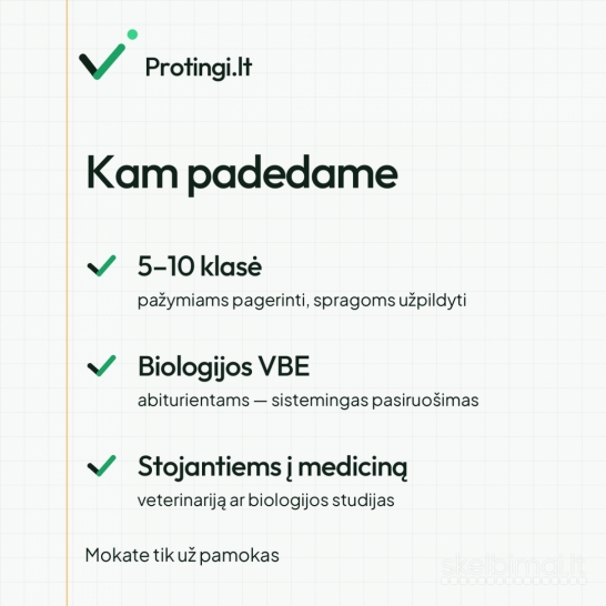 Biologijos korepetitorius per parą – Kaune arba internetu