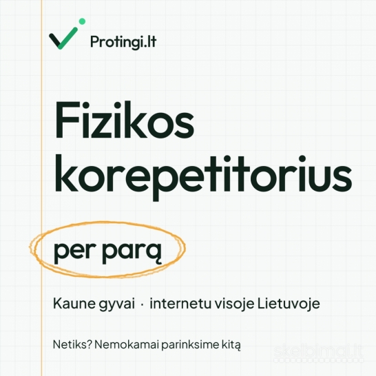 Fizikos korepetitorius per parą – Kaune arba internetu