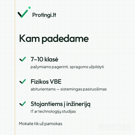 Fizikos korepetitorius per parą – Kaune arba internetu