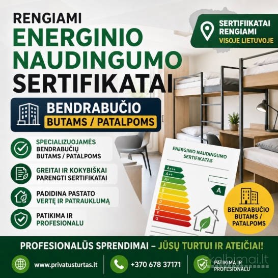 Pastatų energinis naudingumo sertifikatas ir pažymos – skubiai visoje LIETUVOJE