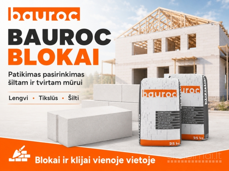 Bauroc akyto betono blokai-dujų silikato blokeliai