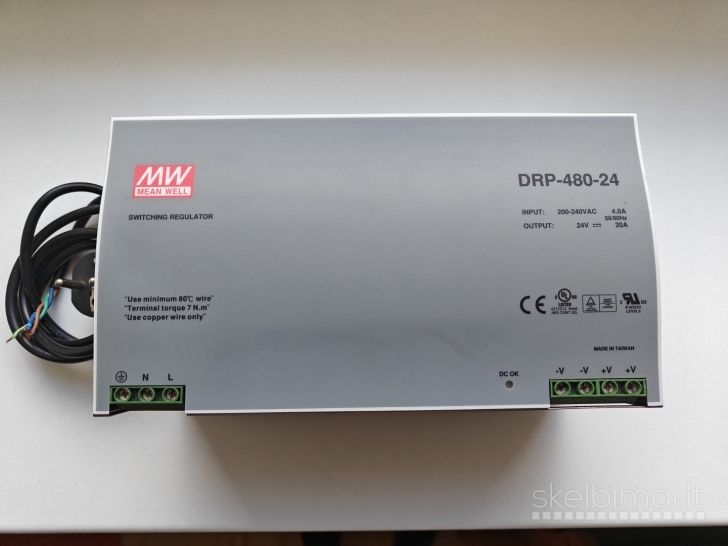 Mean Well Drp-480-24 24v 480w maitinimo šaltinis