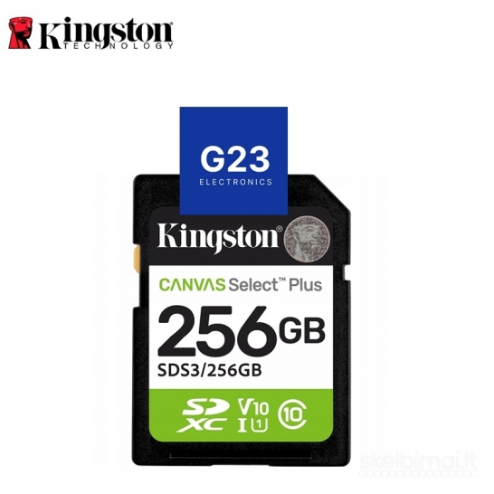 1323 Atminties kortelė SD 256GB Kingston Canvas Select Plus 150MB/s WWW.G23.LT